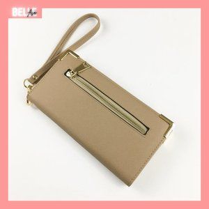zip-around wallet w/ gold accents